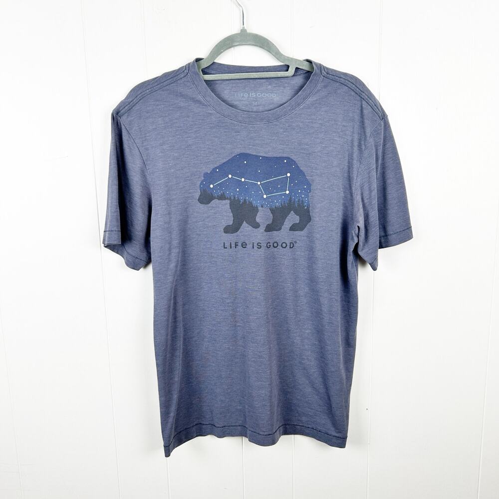 Life is Good Blue Celestial Bear Graphic Short Sleeve Tee Medium